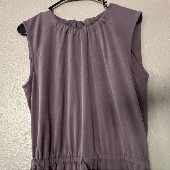 Woman’s Petite Purple Short-Sleeved Tie Waist Knee-Length Loft Dress” Casual - Picture 10 of 12